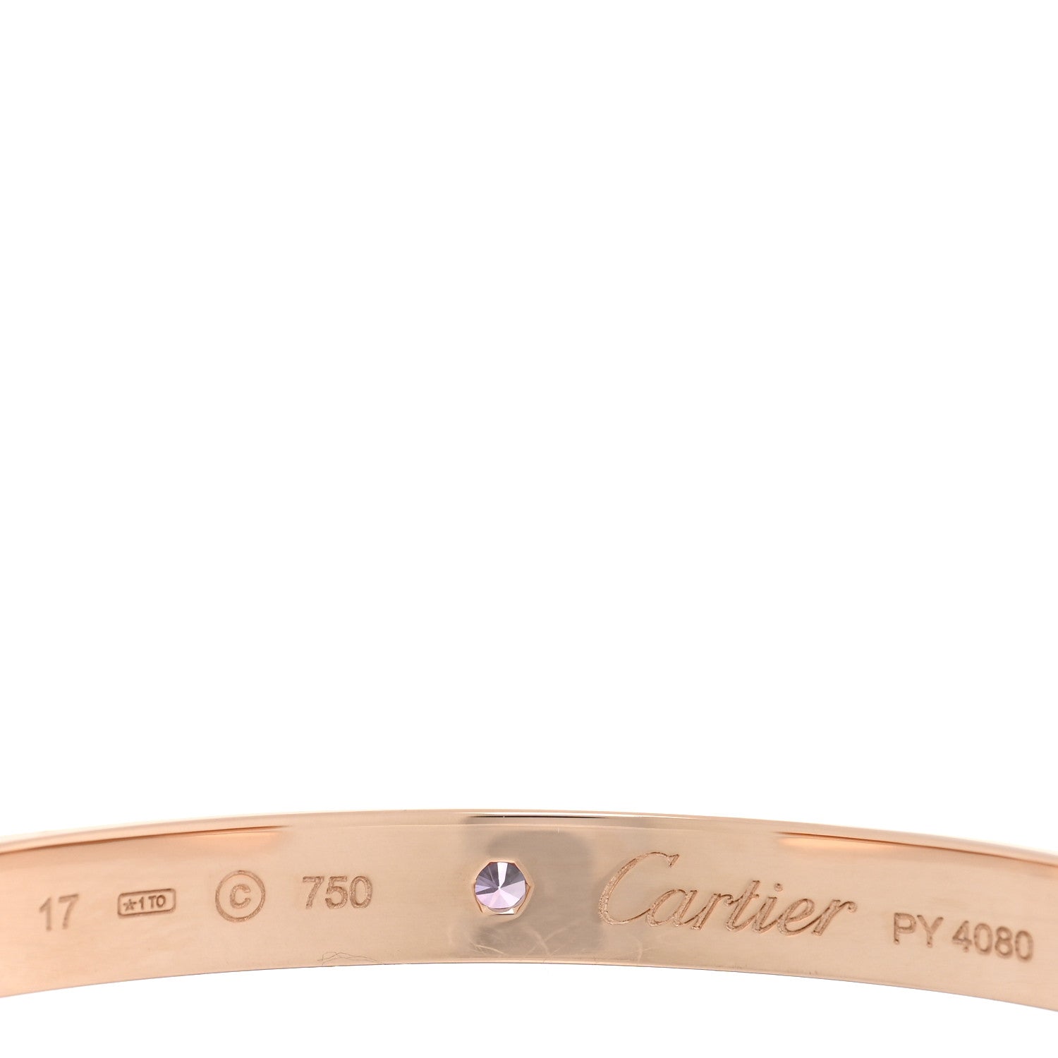Cartier 18K Pink Gold Pink Sapphire LOVE Cuff Bracelet 17 3 of 3
