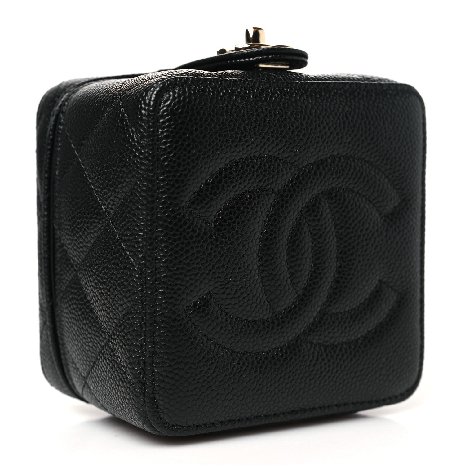 Chanel Caviar Quilted Mini Vanity Wrist Case With Chain Black 4 of 11