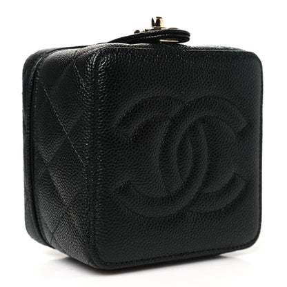 Chanel Caviar Quilted Mini Vanity Wrist Case With Chain Black 4 of 11