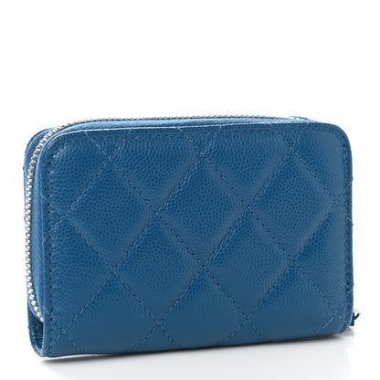 Chanel Caviar Quilted Zip Coin Purse Blue 2 of 9