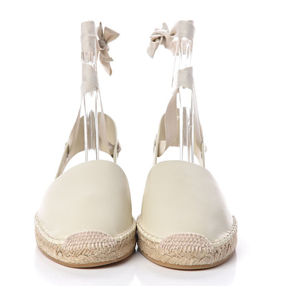 Christian Dior Calfskin Nicely-D Ankle Tie Espadrilles Flats 40.5 Off White 2 of 8