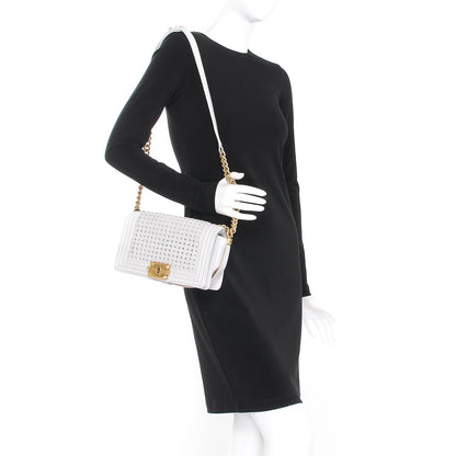 Chanel Sheepskin Braided Medium Boy Reverso Flap White 2 of 9