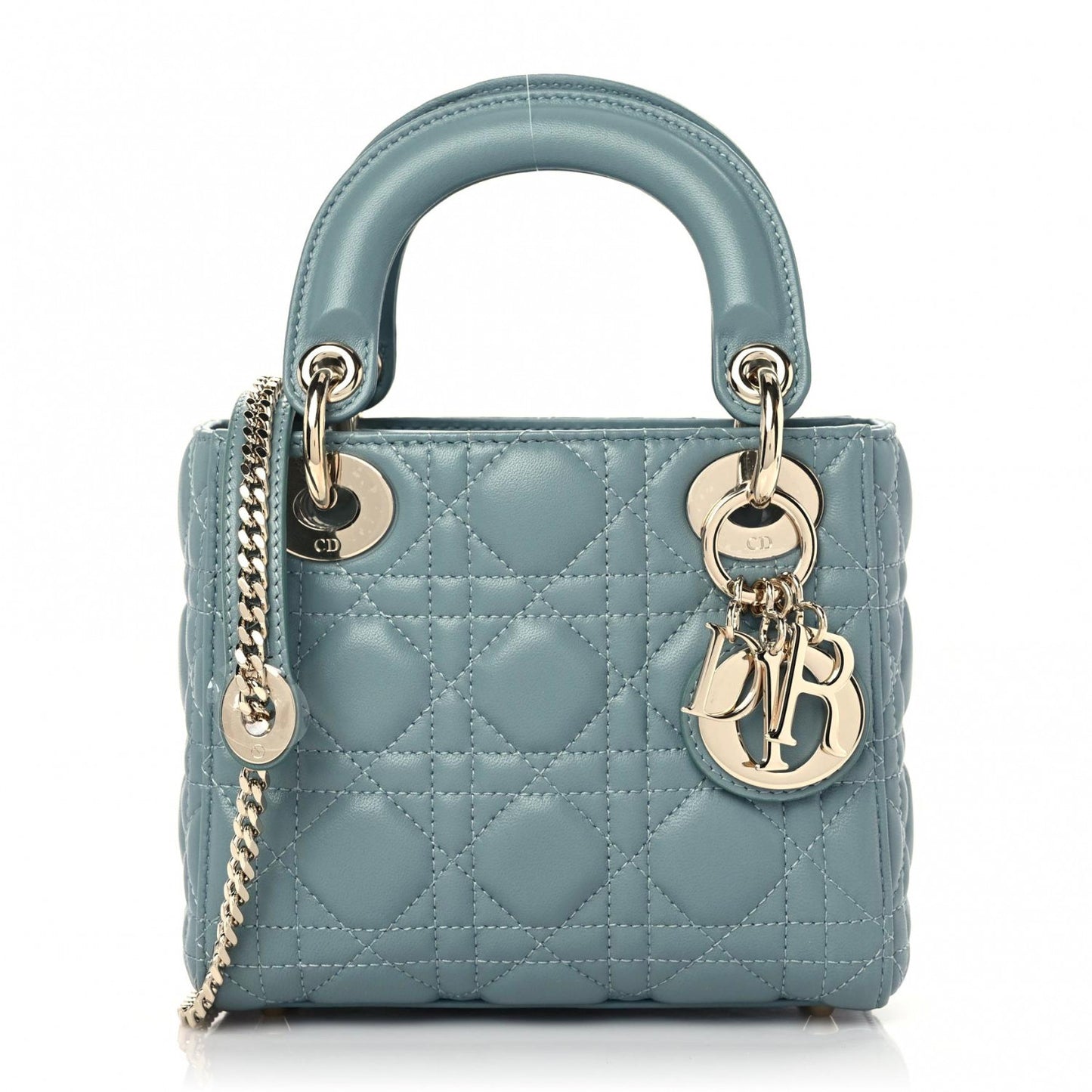 Lambskin Cannage Mini Lady Dior Cloud Blue