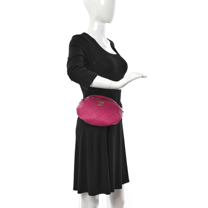 Chanel Lambskin Quilted Resin Bi-Color Waist Bag Fanny Pack Pink 2 of 9
