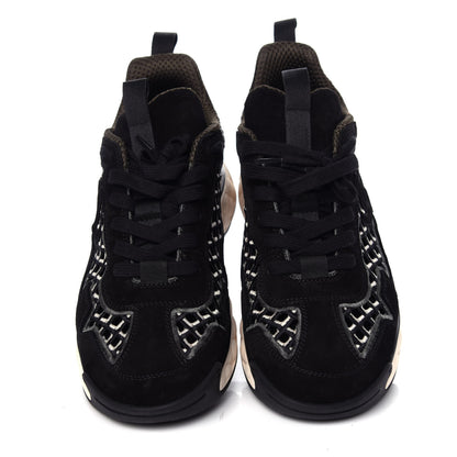 Chanel Suede Calfskin Embroidered CC Sneakers 39.5 Black 5 of 11