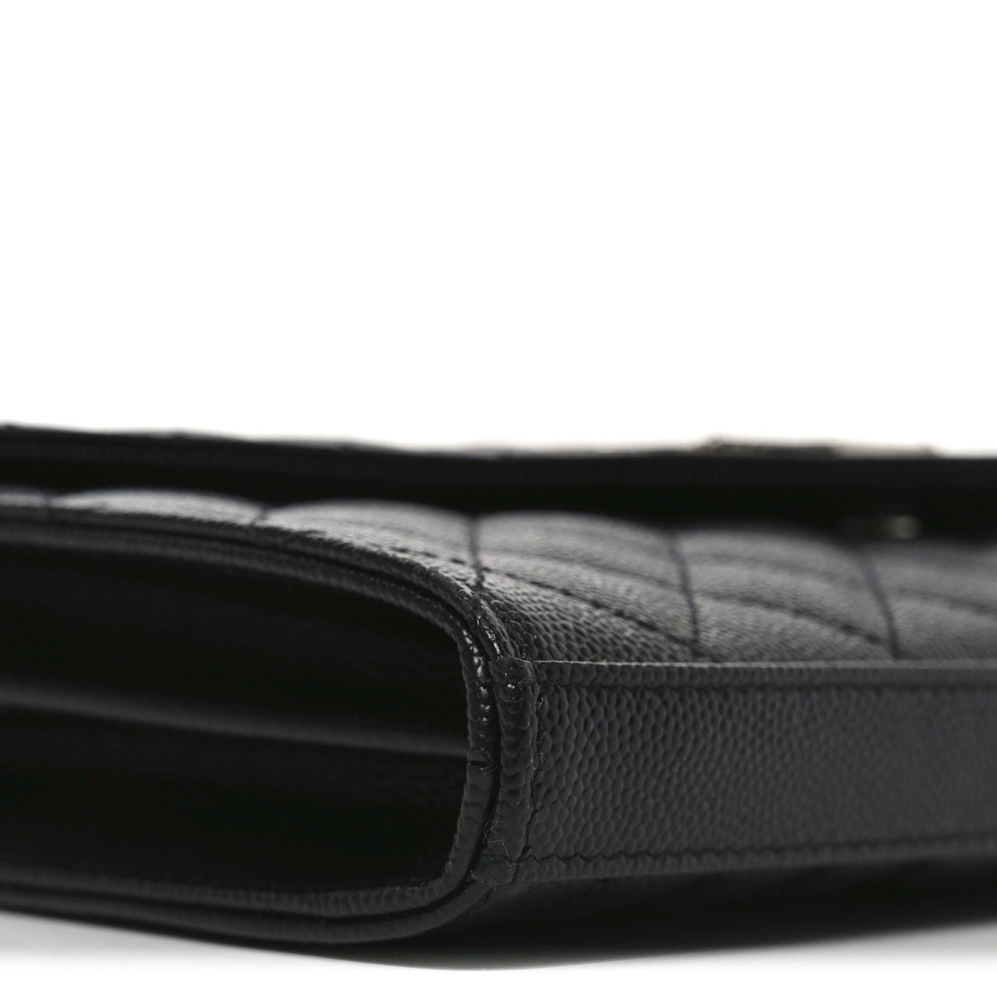 Grain De Poudre Mixed Matelasse Triquilt Monogram Chain Wallet Black