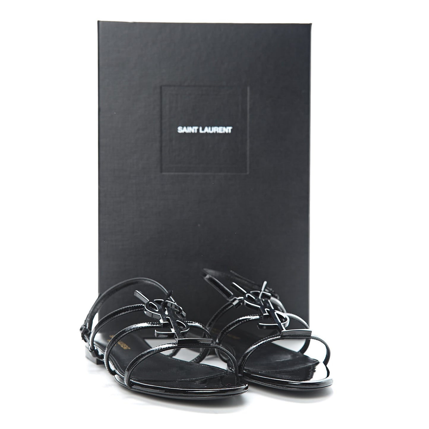 Patent Calfskin Cassandra Monogram Sandals 36.5 Black