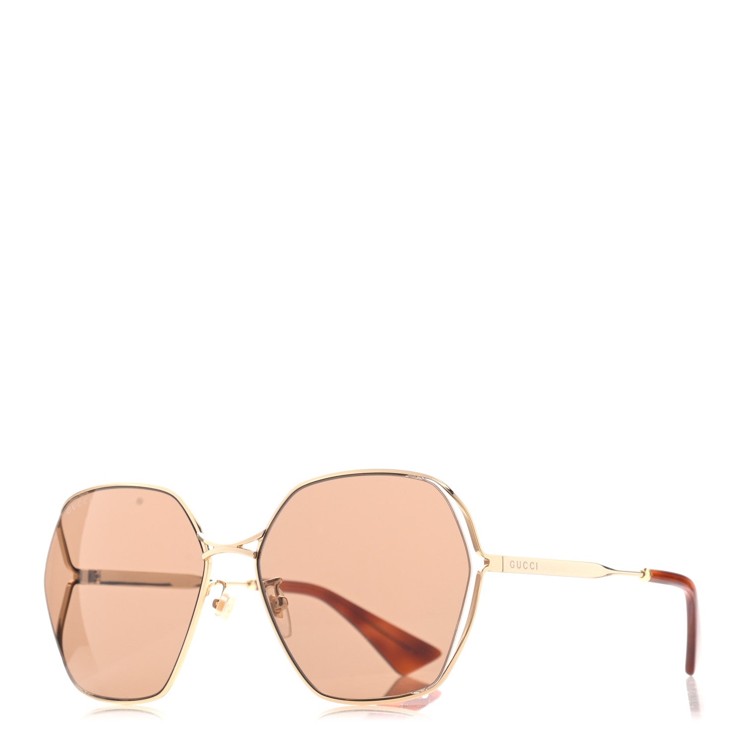 Gucci Metal Fork Square Frame Sunglasses GG0818SA Pink 1 of 10