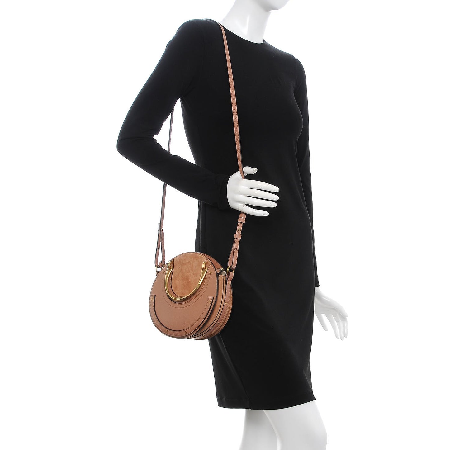 Calfskin Suede Small Pixie Bag Nougat