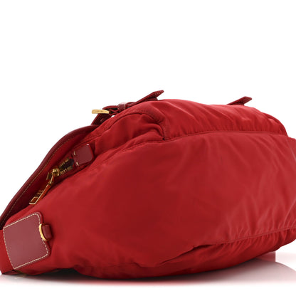 Prada Tessuto Nylon Saffiano Messenger Bag Red 10 of 12
