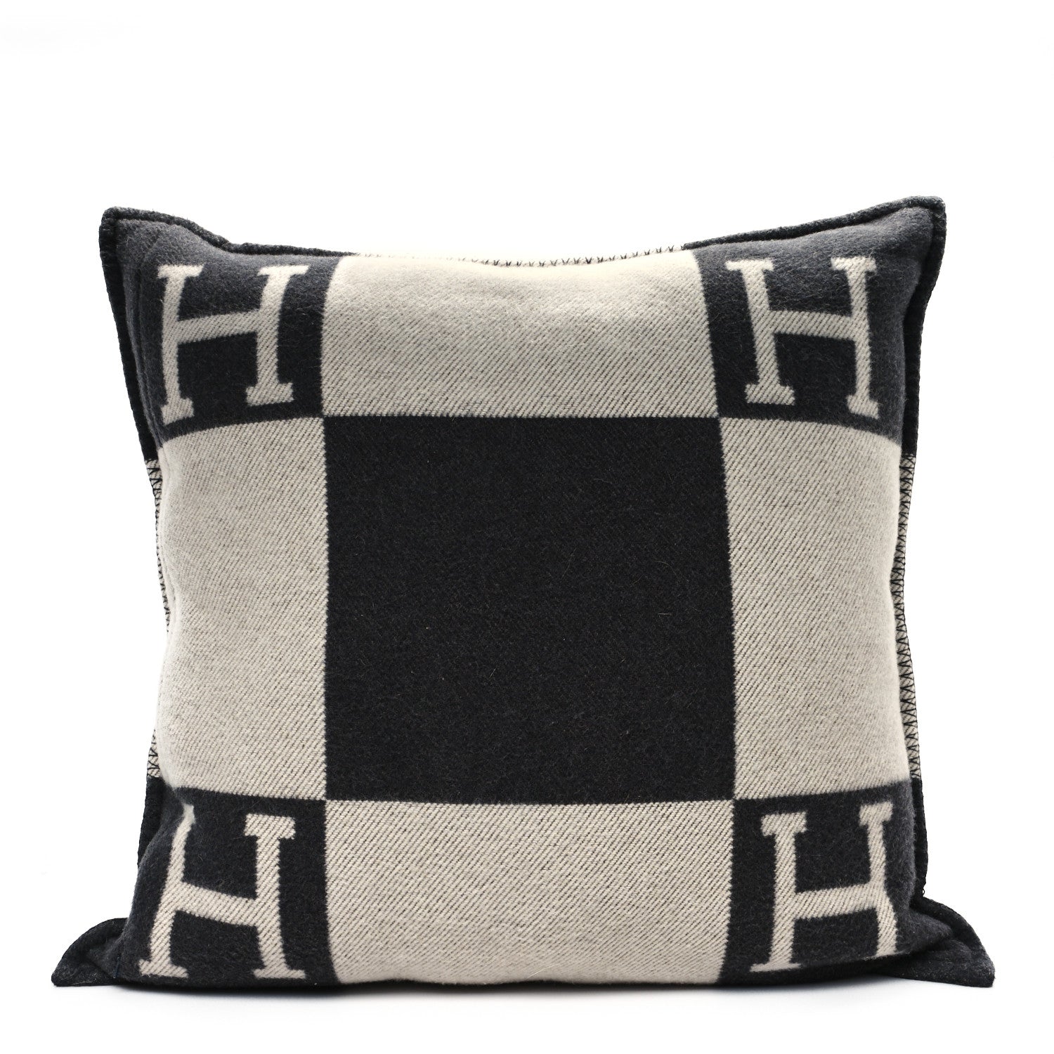 Hermes Wool Cashmere Avalon Pillow PM Ecru Gris Fonce 2 of 3