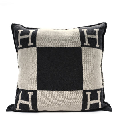 Hermes Wool Cashmere Avalon Pillow PM Ecru Gris Fonce 2 of 3