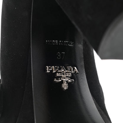 Prada Suede Kiltie 110 Platform Pumps 37 Black 6 of 8