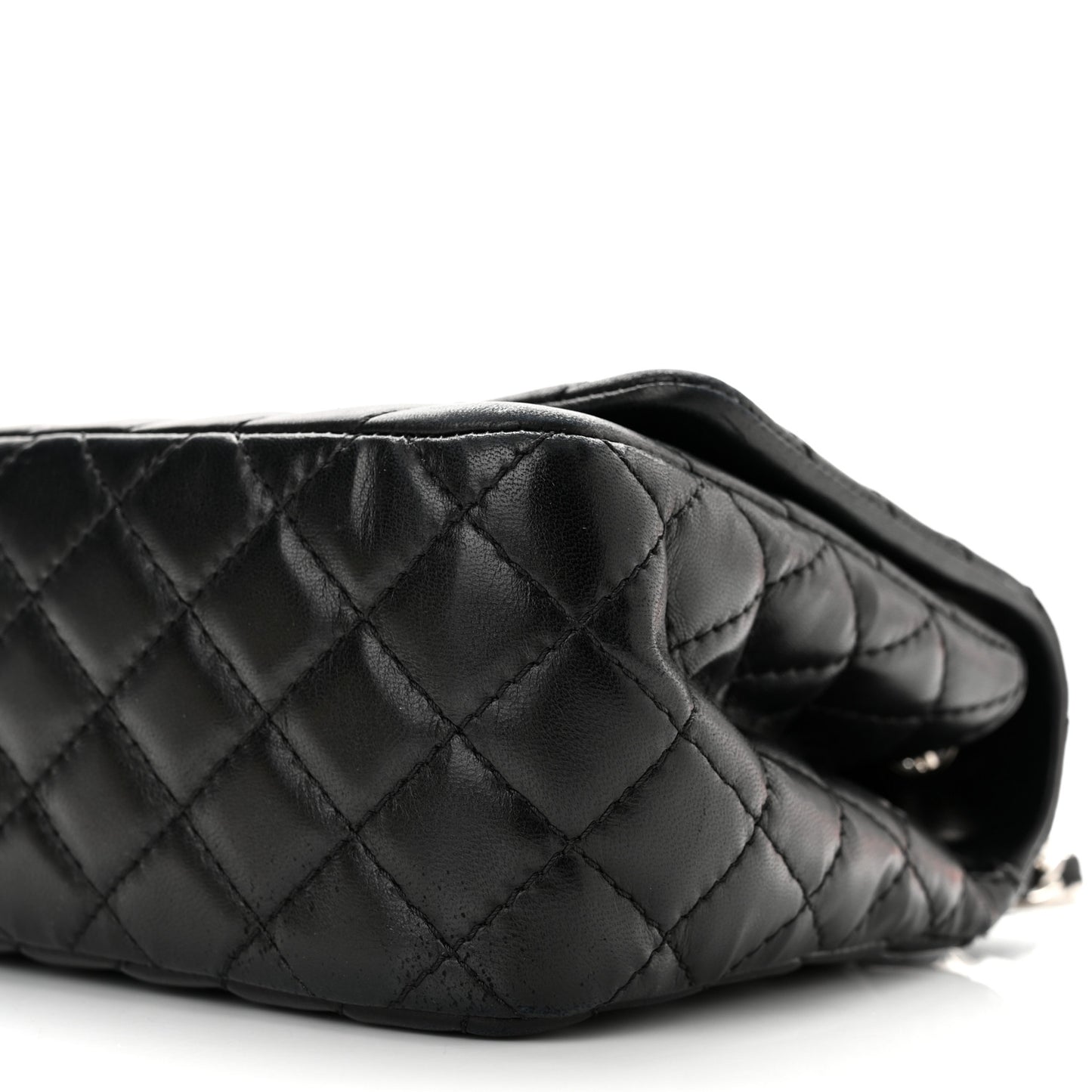 Lambskin Chevron Quilted Single Flap Black