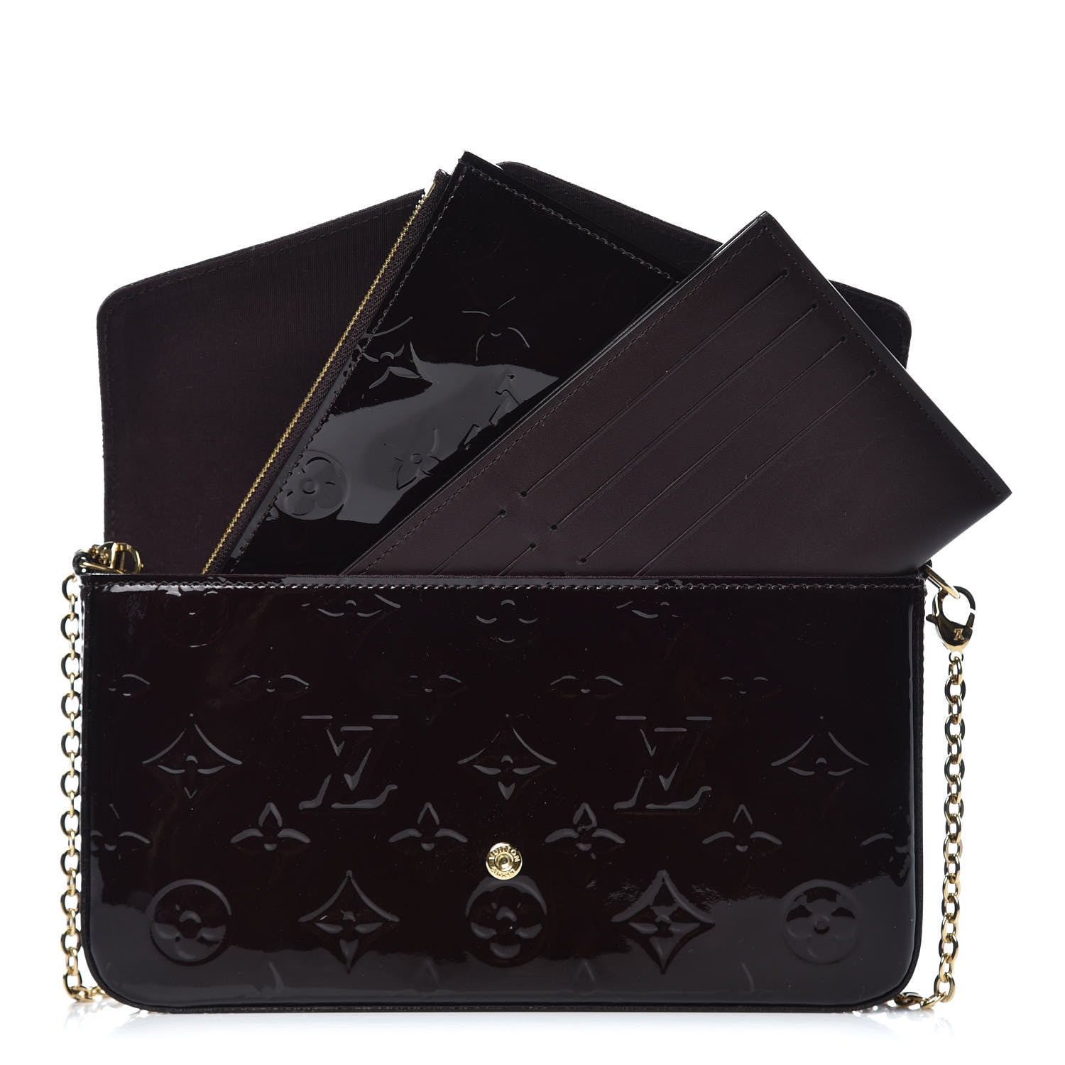 Louis Vuitton Vernis Pochette Felicie Chain Wallet Amarante 3 of 9