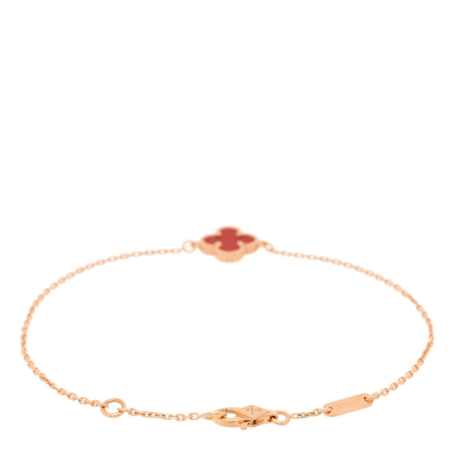 Van Cleef & Arpels 18K Rose Gold Carnelian Sweet Alhambra Bracelet 2 of 3