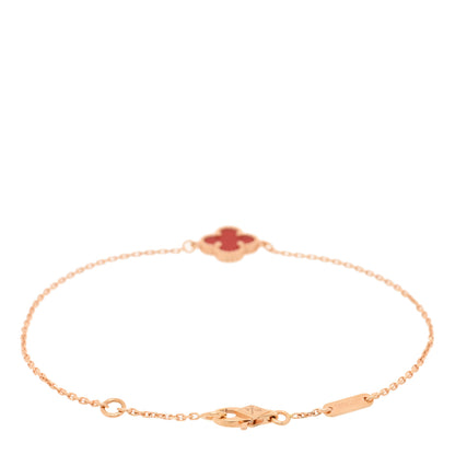 Van Cleef & Arpels 18K Rose Gold Carnelian Sweet Alhambra Bracelet 2 of 3