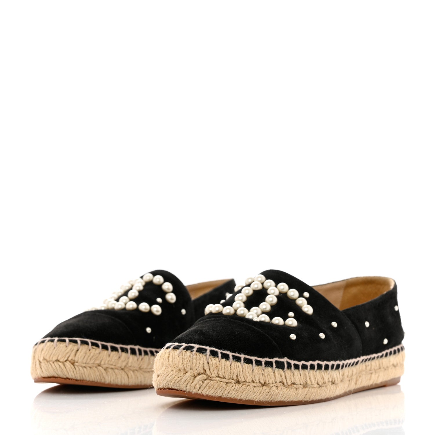 Chanel Suede Pearl CC Espadrilles 38 Black 3 of 12