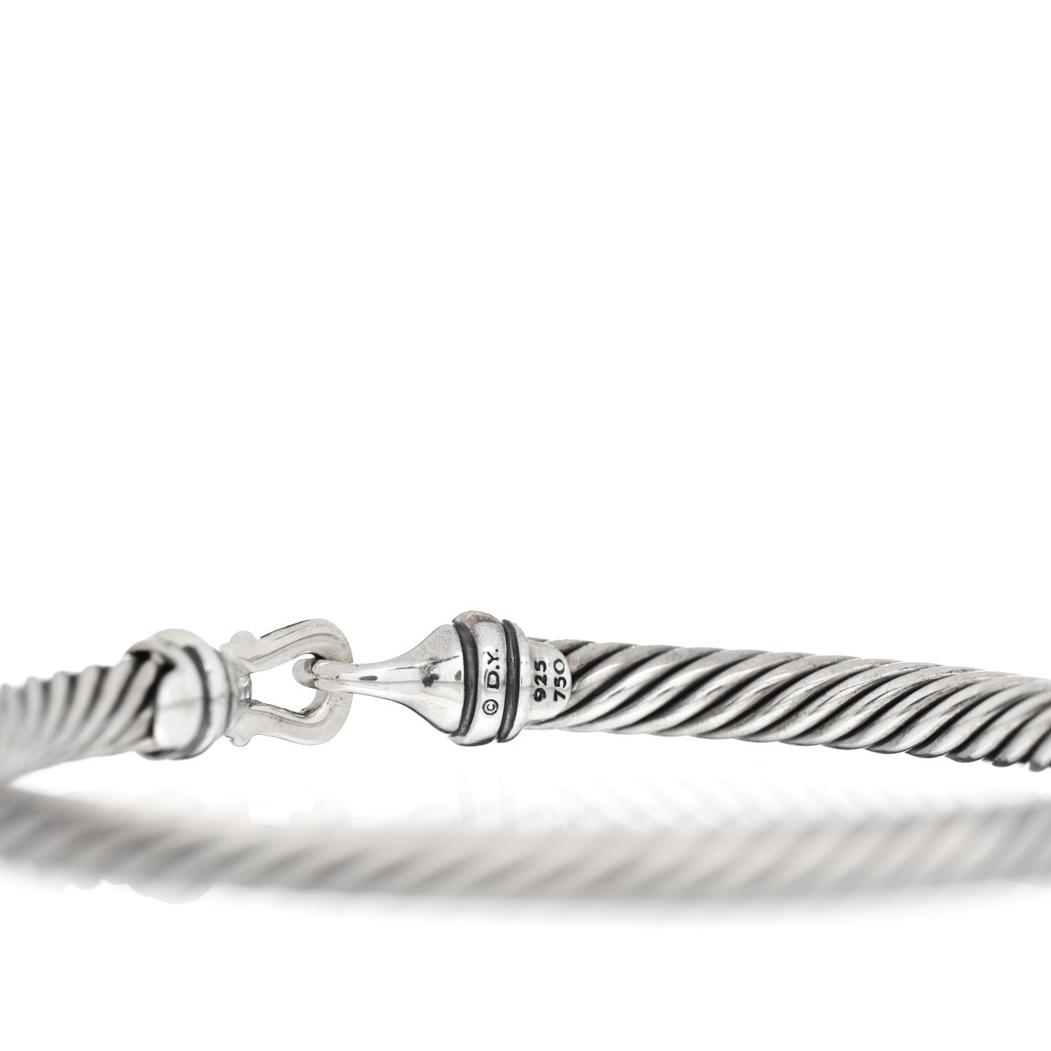 David Yurman Sterling Silver 18K Yellow Gold 5mm Cable Classic Buckle Bracelet 4 of 4