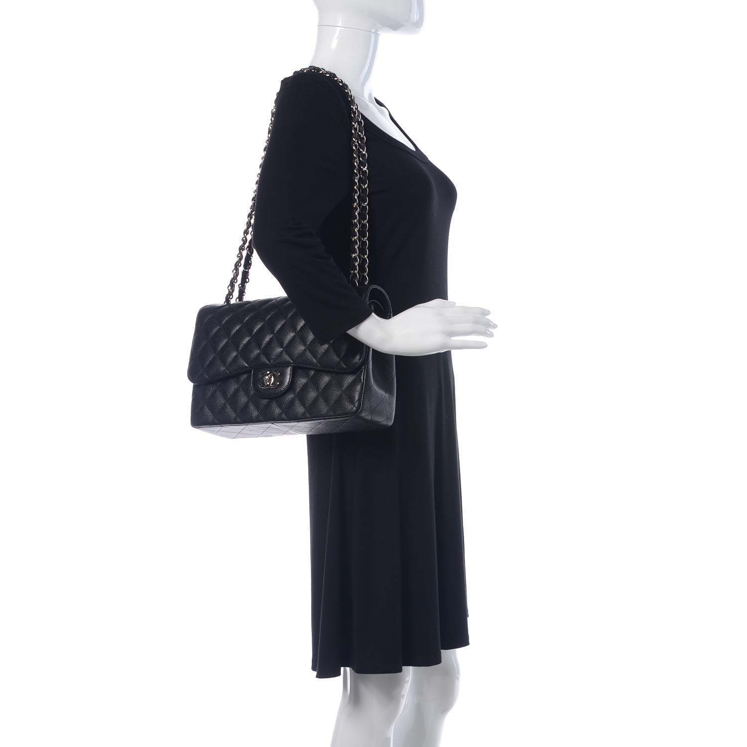 Chanel Caviar Quilted Jumbo Double Flap Black 2 of 9