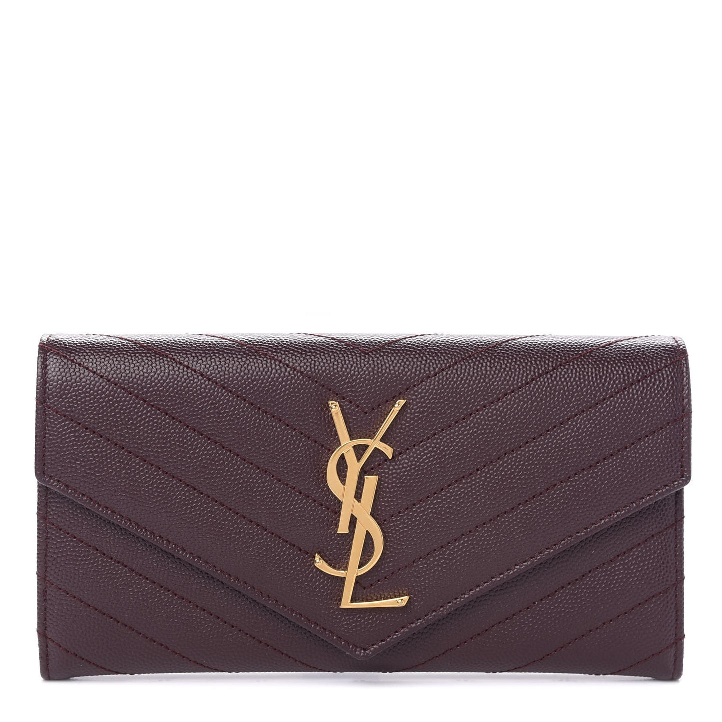 Calfskin Matelasse Chevron Monogram Flap Wallet Amaranto