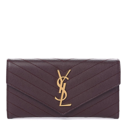 Saint Laurent Calfskin Matelasse Chevron Monogram Flap Wallet Amaranto 1 of 7