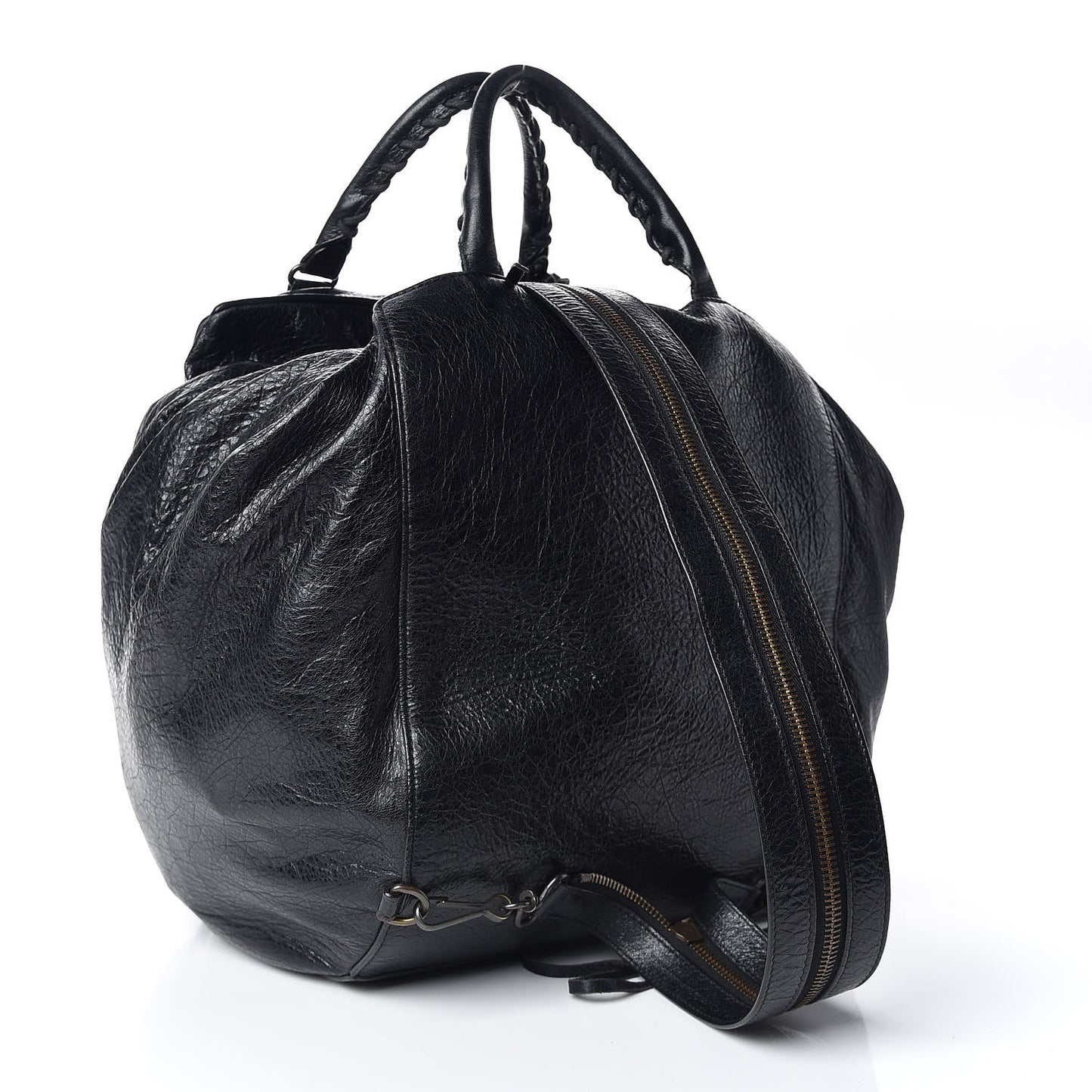Agneau Classic Hardware Zip Traveler Backpack Black