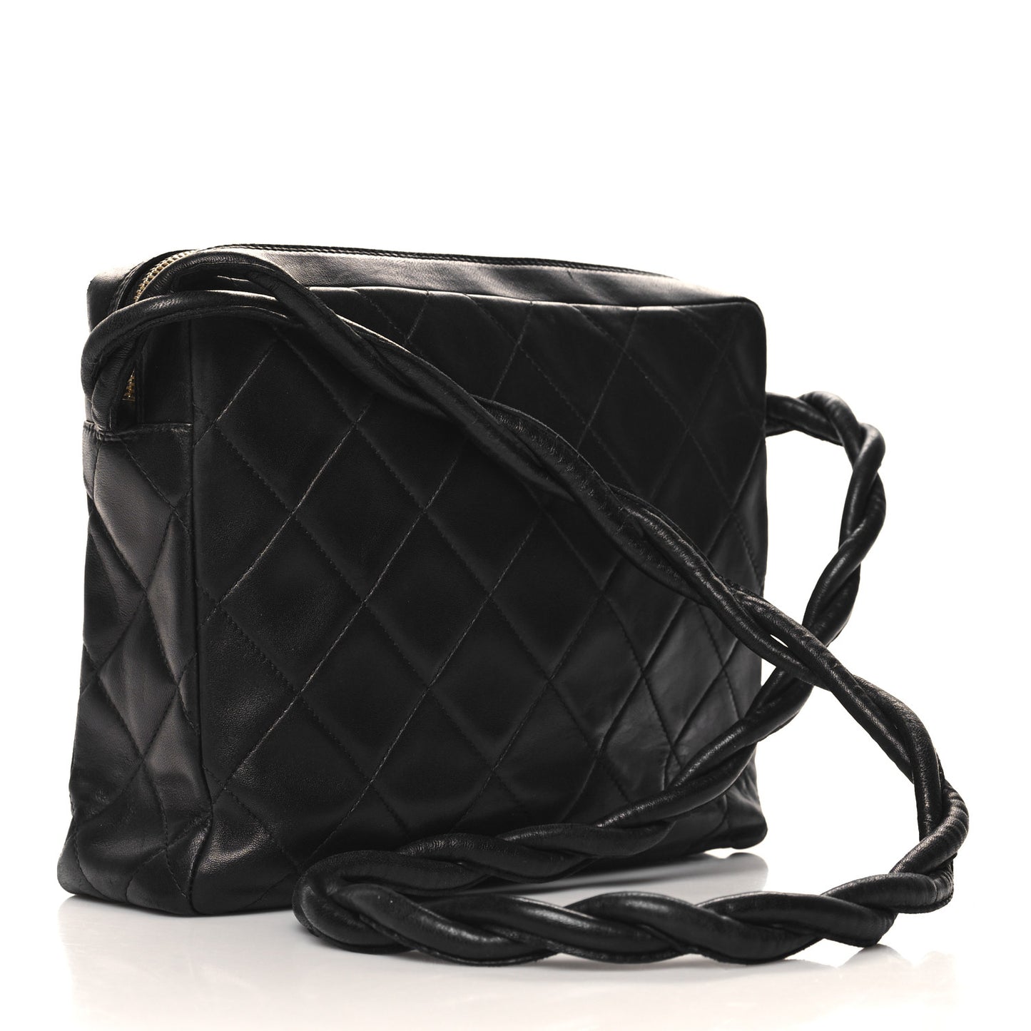 Lambskin Quilted Messenger Bag Black