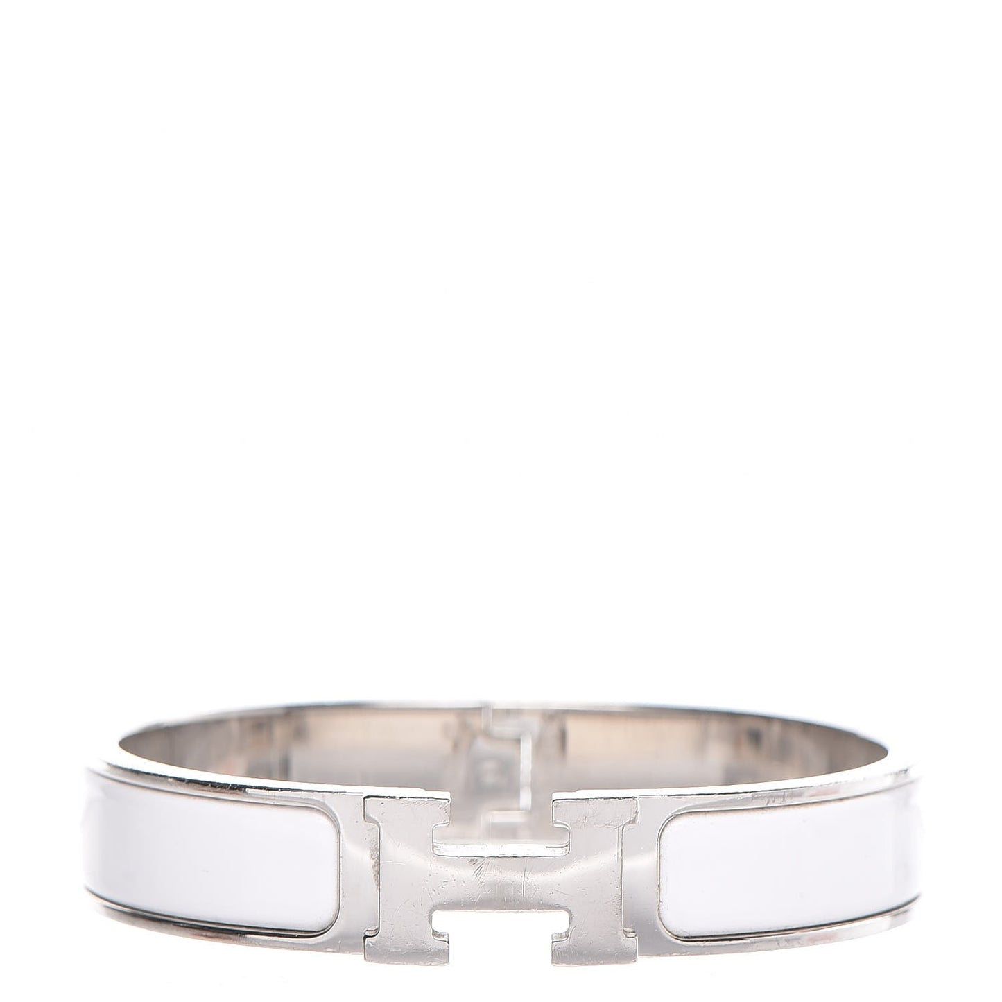 Enamel Narrow Clic Clac H Bracelet PM White