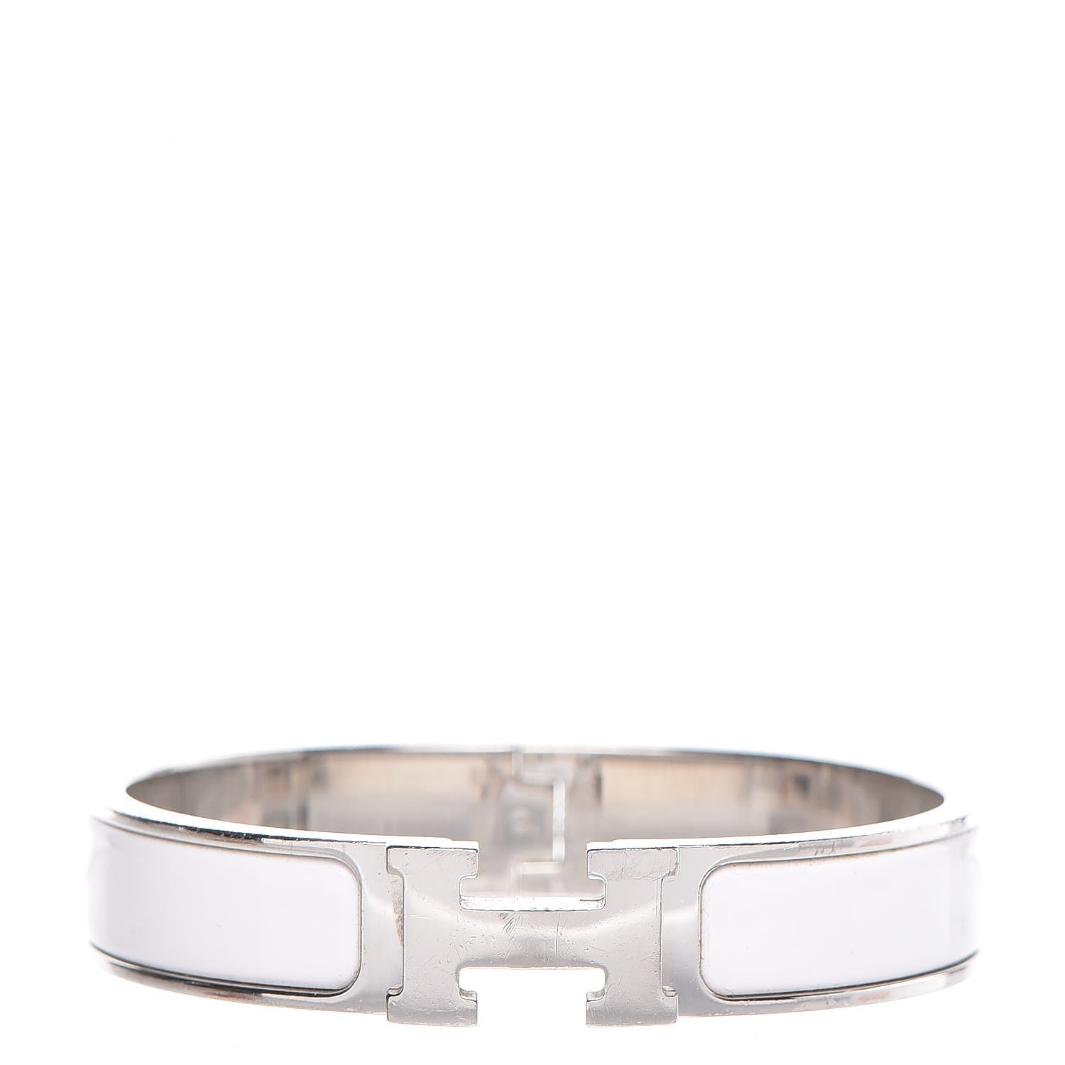 Hermes Enamel Narrow Clic Clac H Bracelet PM White 1 of 7