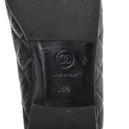 Chanel Aged Calfskin Quilted CC Cap Toe Ballerina Flats 36.5 Black 6 of 8