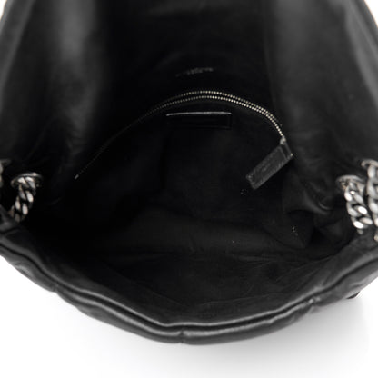 Saint Laurent Lambskin Quilted Toy Loulou Puffer Monogram Chain Satchel Black 5 of 11