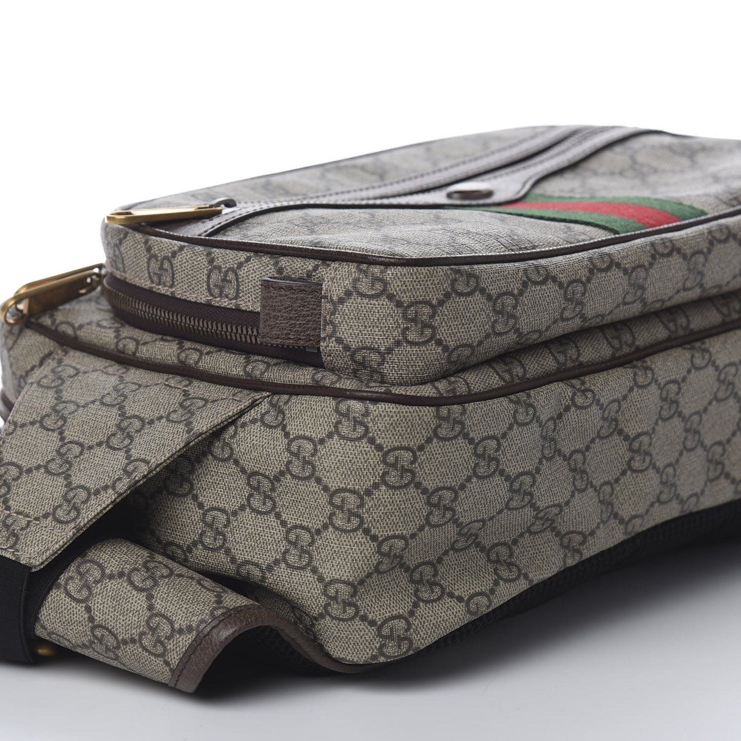 Soft GG Supreme Monogram Textured Dollar Calfskin Web Ophidia Pouch Pocket Belt Bag 95 38 Beige Ebony New Acero Black