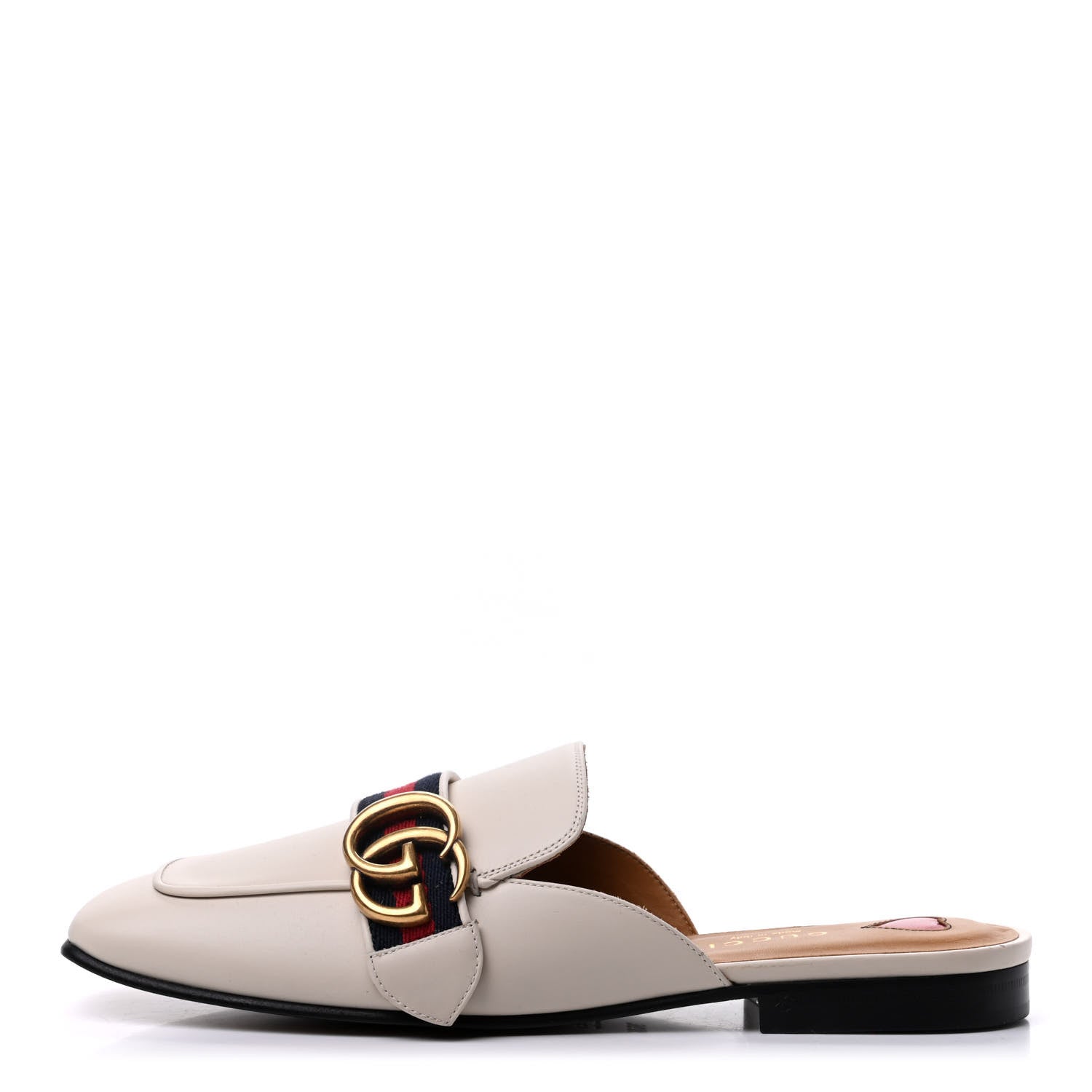 Gucci Calfskin Web Womens Peyton GG Slippers 36.5 White 1 of 13