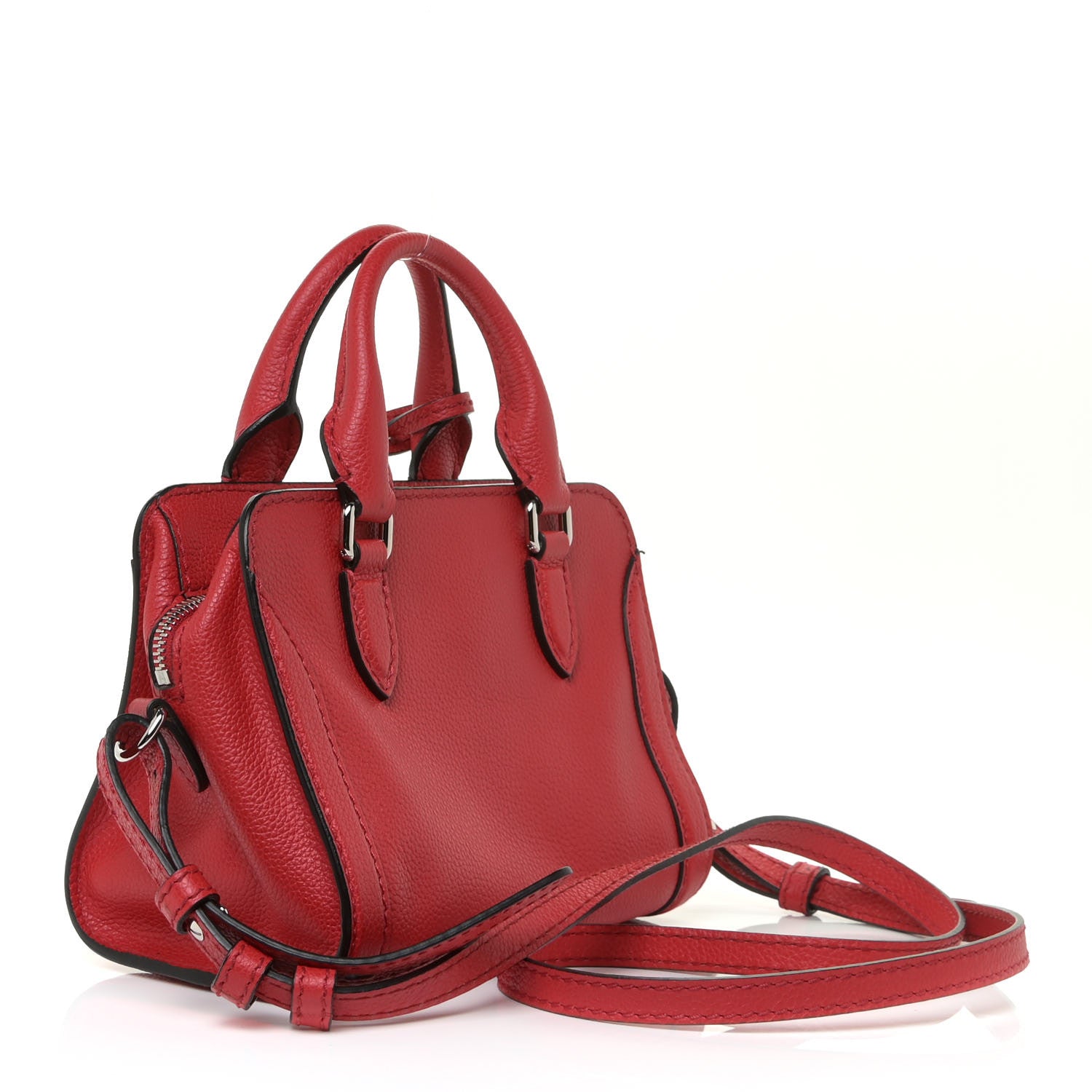Alexander McQueen Pebbled Calfskin Mini Padlock Tote Red 3 of 9