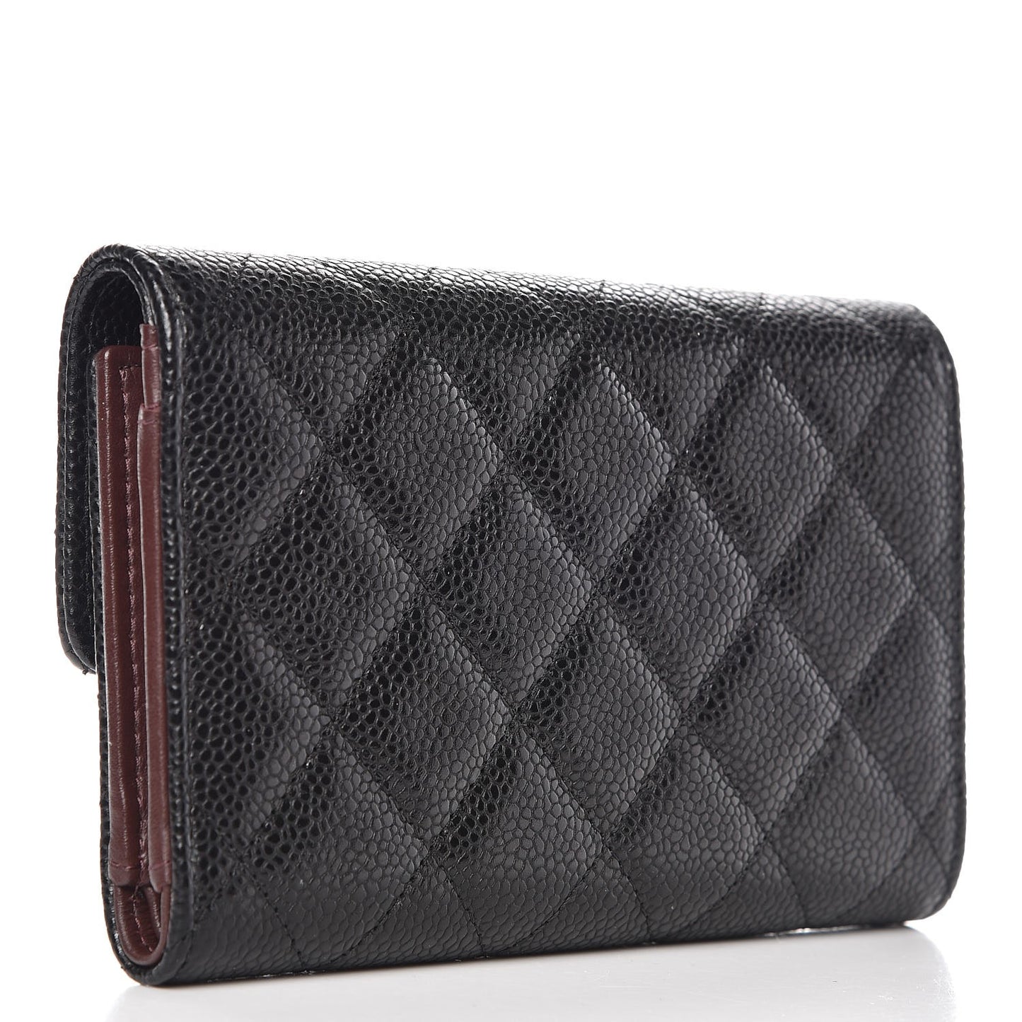 Caviar Quilted Small Flap Wallet Black