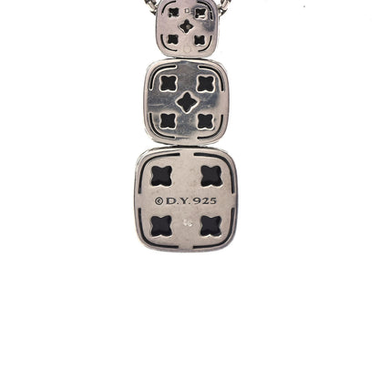 David Yurman Sterling Silver Diamond Hematine Onyx Chiclet Drop Necklace 5 of 5