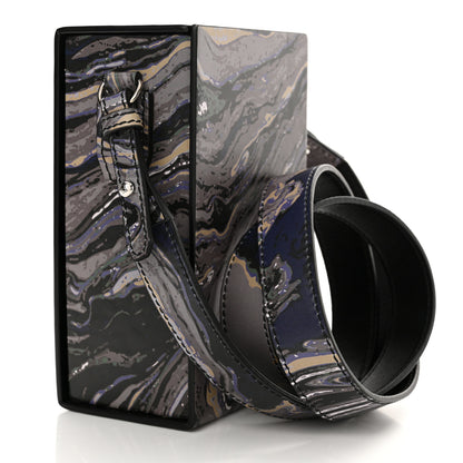 Fendi Calfskin Marble Logo Vertical Box Grigio Blue White 3 of 10