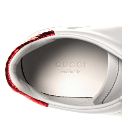 Gucci Calfskin Ayers Bee Embroidered Womens Ace Sneakers 37.5 White Green 8 of 8