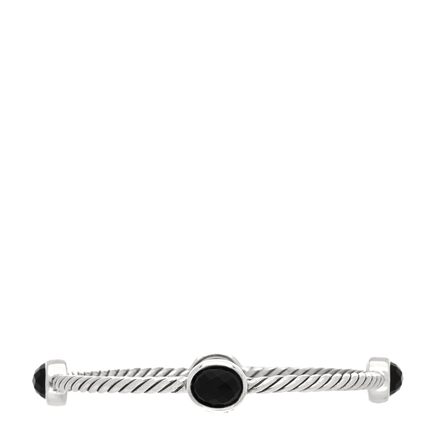 Sterling Silver Black Onyx 3mm Color Classics Four Station Bangle Bracelet