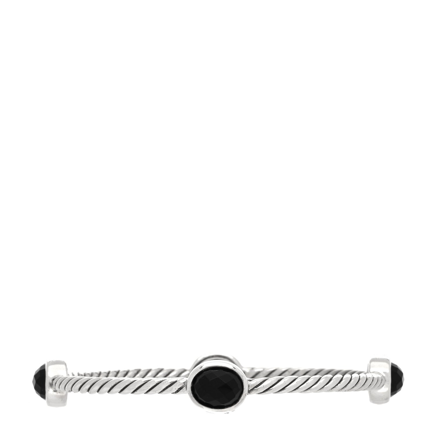 David Yurman Sterling Silver Black Onyx 3mm Color Classics Four Station Bangle Bracelet 1 of 5