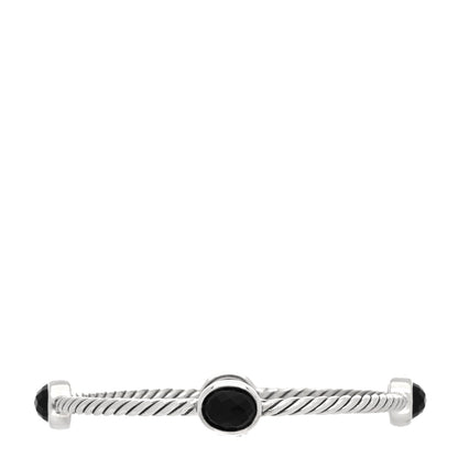 David Yurman Sterling Silver Black Onyx 3mm Color Classics Four Station Bangle Bracelet 1 of 5