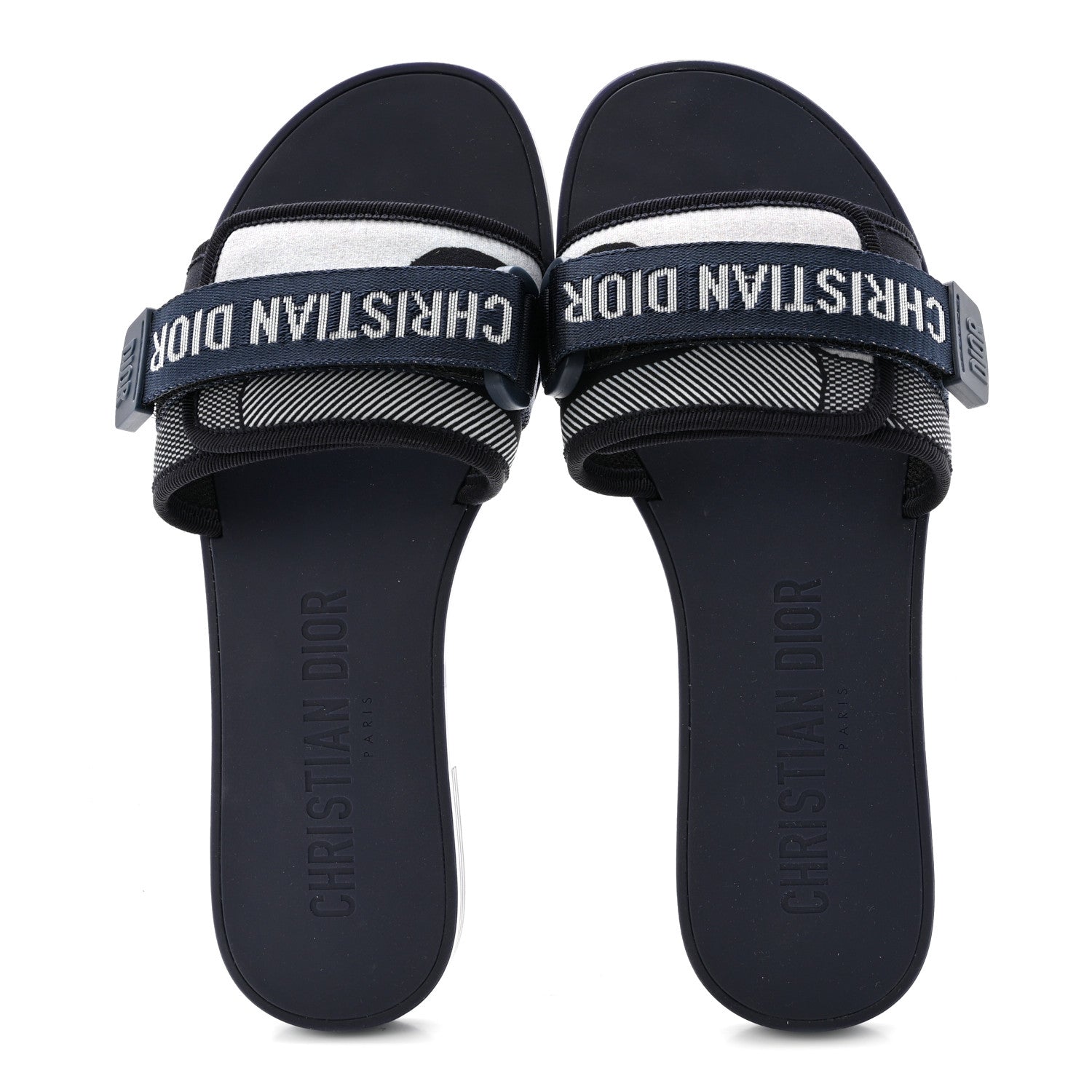 Christian Dior Technical Stretch Fabric Camouflage Dio(r)evolution Slide Sandals 38 Deep Blue 2 of 9