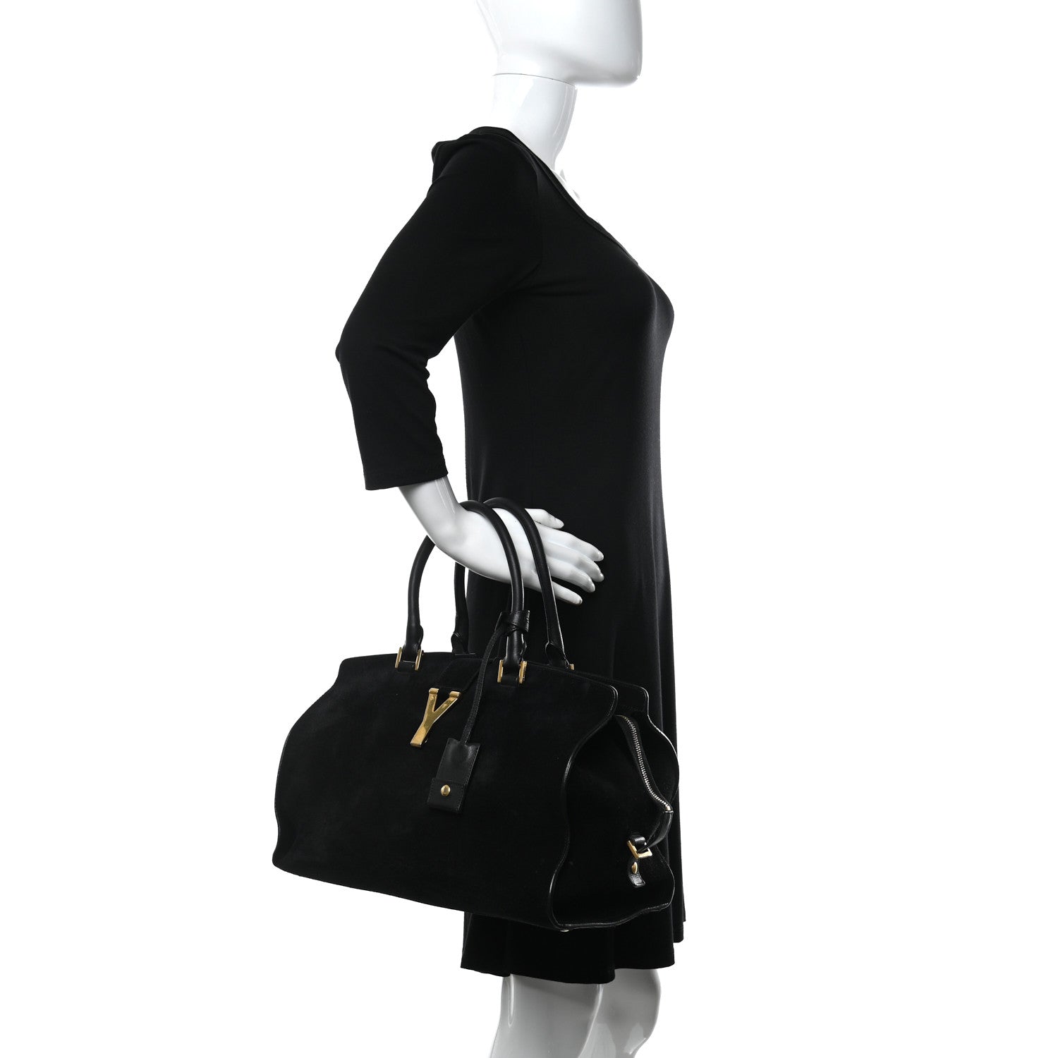 Saint Laurent Suede Small Classic Y Cabas Black 2 of 15