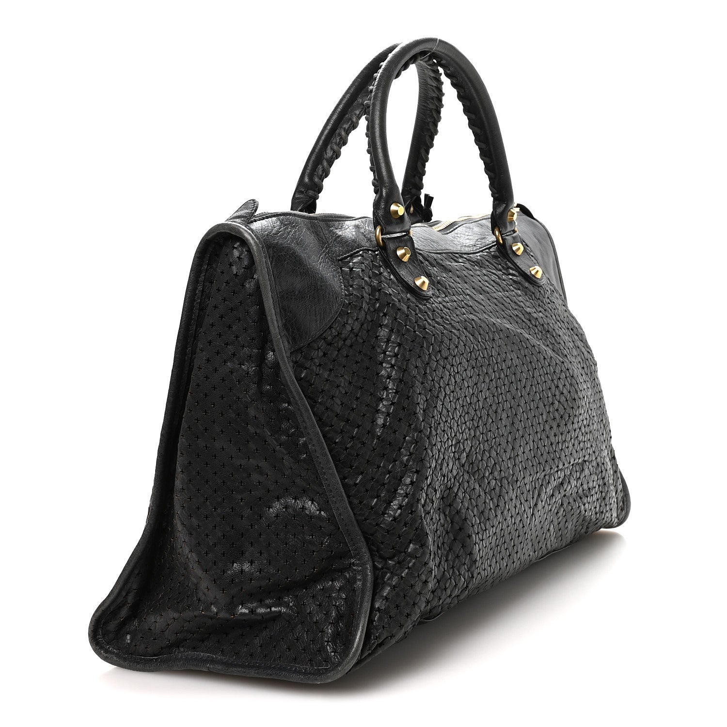 Balenciaga Agneau Laser Cut Cross Classic Gold Hardware Work Grey 3 of 11
