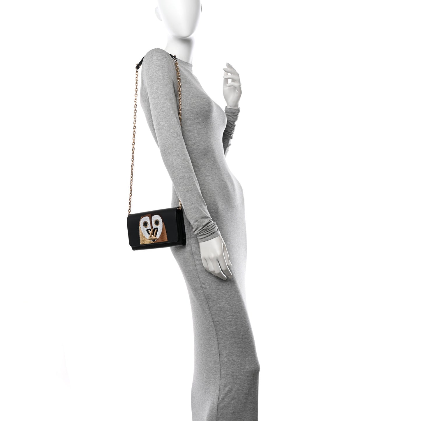 Epi Sequin Night Bird Twist Chain Wallet Black