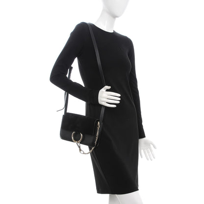 Chloe Suede Calfskin Small Faye Shoulder Bag Black 2 of 7