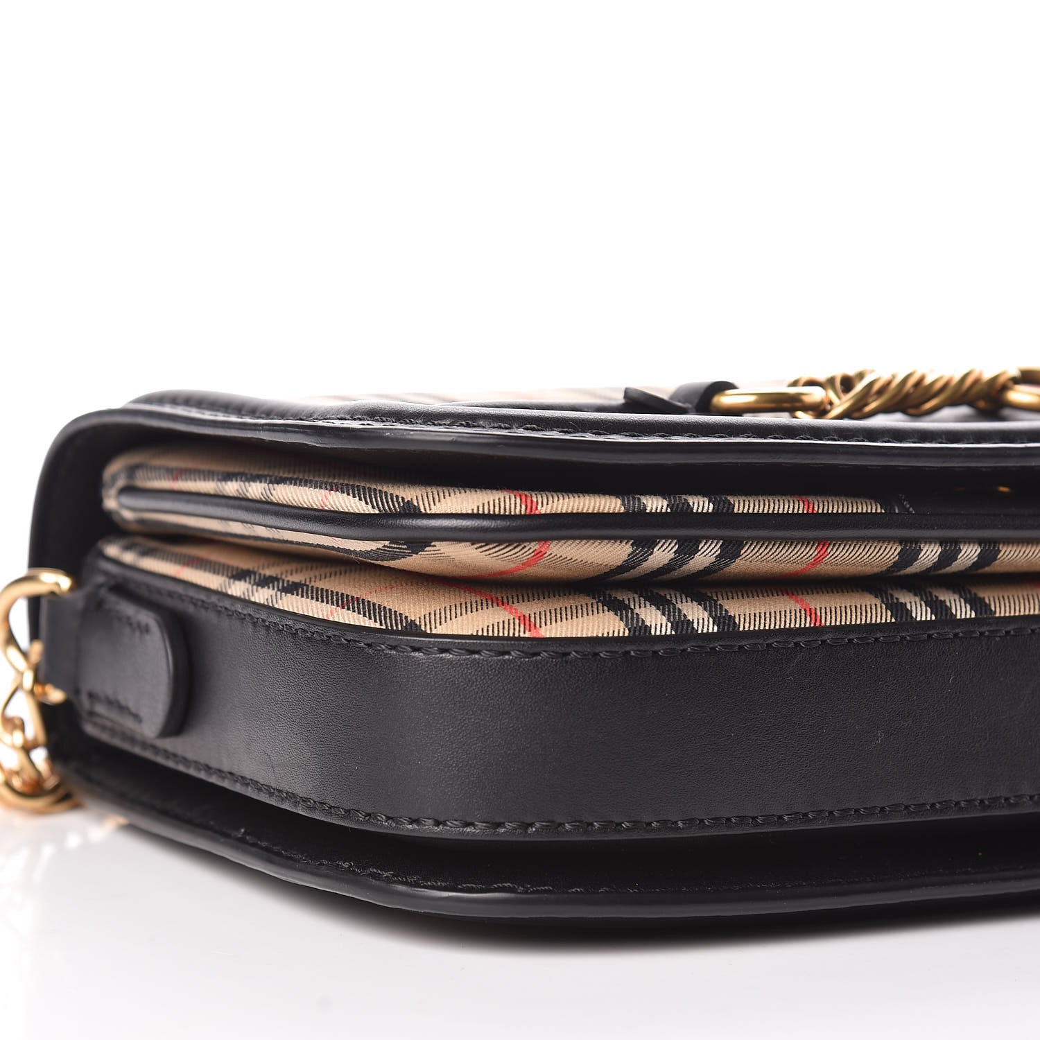 Burberry Smooth Calfskin 1983 Knight Check Link Shoulder Bag Black 8 of 10