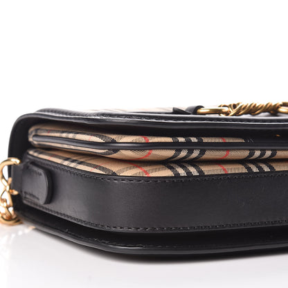 Burberry Smooth Calfskin 1983 Knight Check Link Shoulder Bag Black 8 of 10