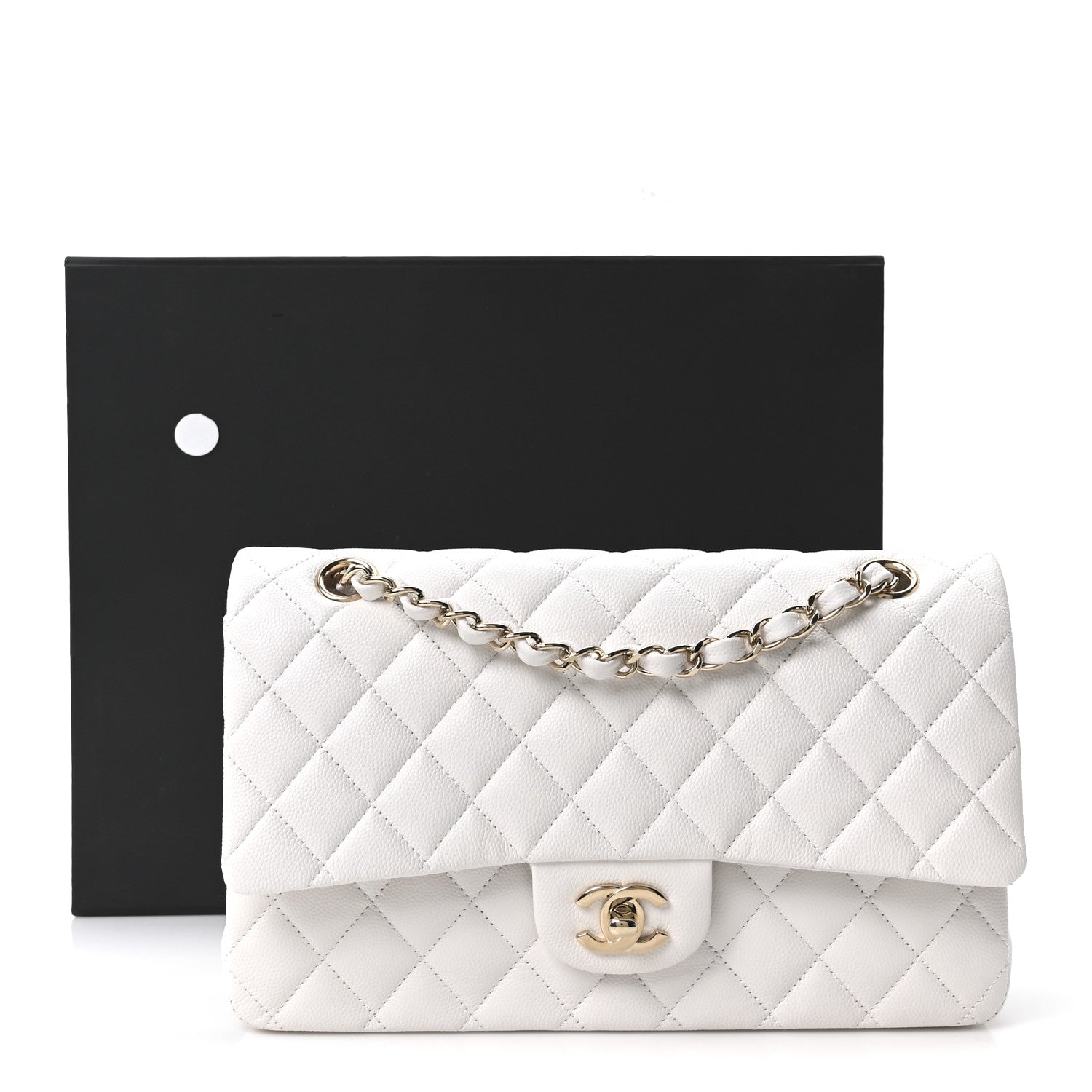 Chanel Caviar Quilted Medium Double Flap White 11 of 11
